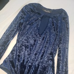 Royal blue velvet bodysuit